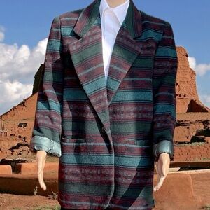 Vintage Wool Blend Aztec Print Blazer Jacket
